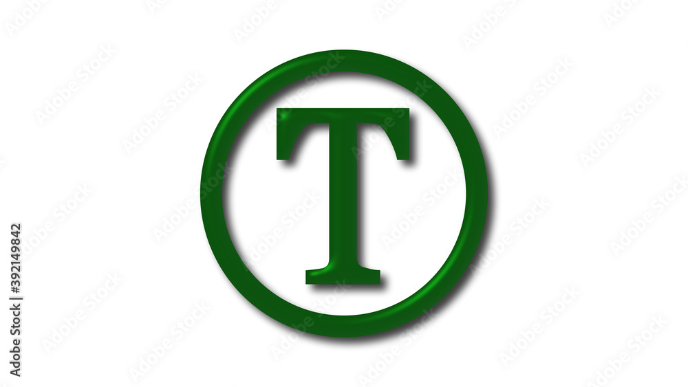 New T green dark shiny 3d letter logo on white background, 3d letter logo New T green dark shiny 3d letter logo on white background, 3d letter logo