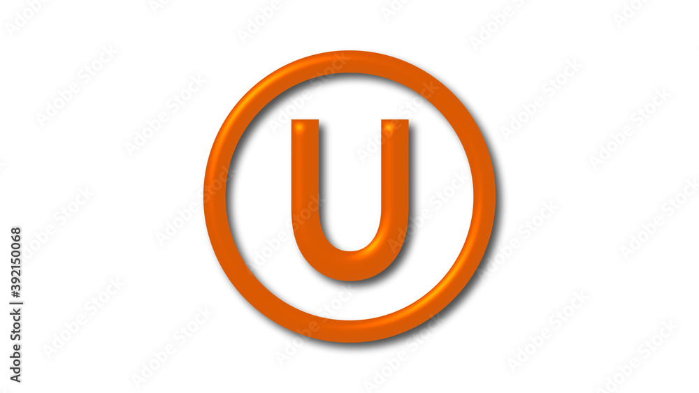 U 3d letter logo on white background, Shiny 3d letter logo on white background U 3d letter logo on white background, Shiny 3d letter logo on white background