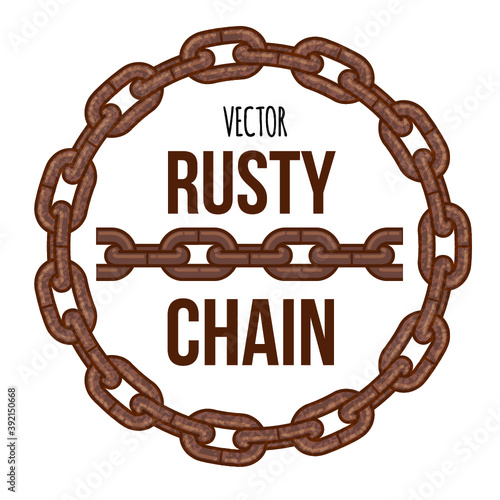 Rusty chain ring emblem, isolated vector illustration logo. Design for stickers, logo, web and mobile app.