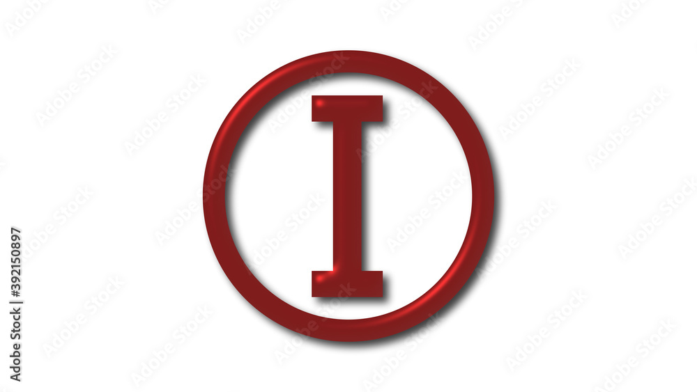 Red dark 3d letter logo on on white background, I letter logo Red dark 3d letter logo on on white background, I letter logo