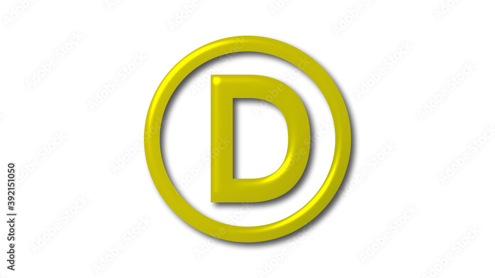 Fototapeta premium Amazing yellow color shiny 3d D logo on white background