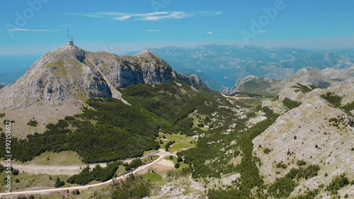 Aerial breathtaking view of the picturesque National park Lovcen, Kotor, Montenegro. 