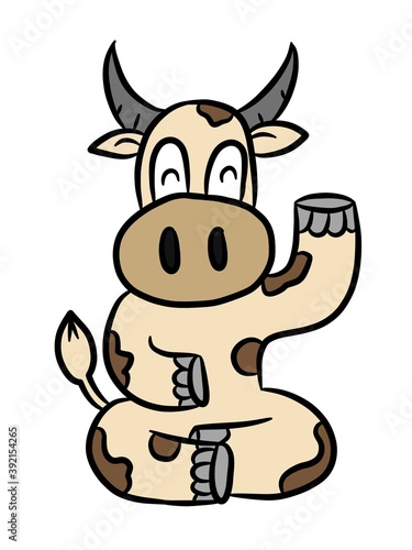 cartoon cute cow on white background
