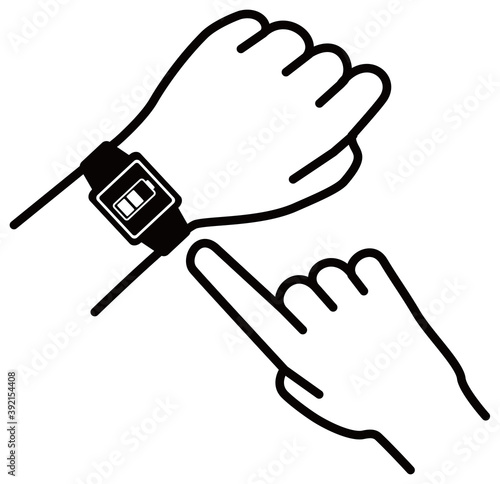 スマートウォッチを操作する様子のベクターイラスト　充電アイコン