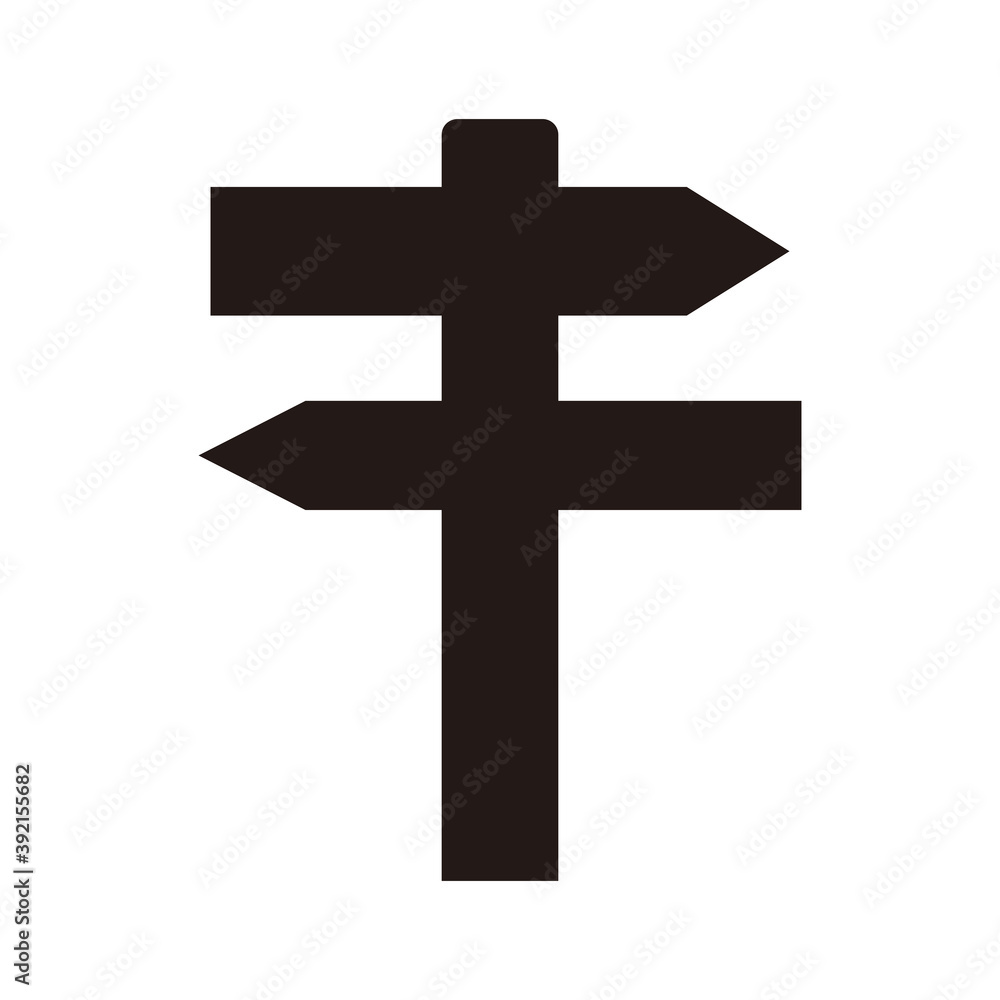 Two-way direction board icon vector illustration sign