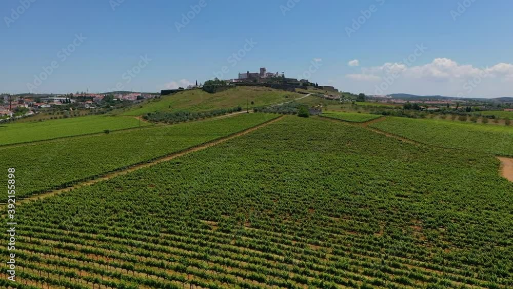 Aerial view of Evoramonte on a hill overlooking countryside, Portugal. Aerial view of Evoramonte on a hill overlooking countryside, Portugal.