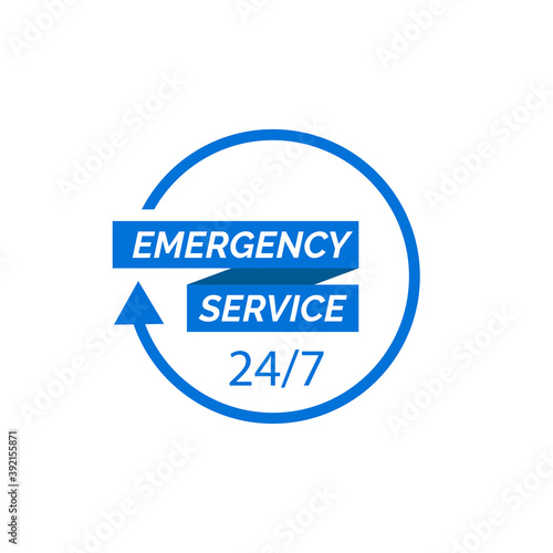 full time emergency service 24 hours icon, sign, symbol, emblem, logo. flat design vector eps10