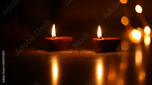 Diya Traditional Divali Indian festival, Happy Diwali, Diya lamps lit during Diwali celebration