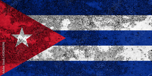 Flag of Cuba painted on the old grunge rustic iron surface. Abstract paint of Cuba national flag on the iron surface