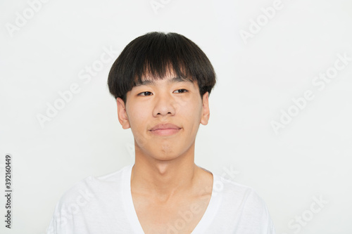 Young Man Smiling Happy on white