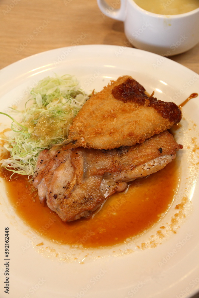 チキングリルとアジフライのセットメニュー チキングリルとアジフライのセットメニュー