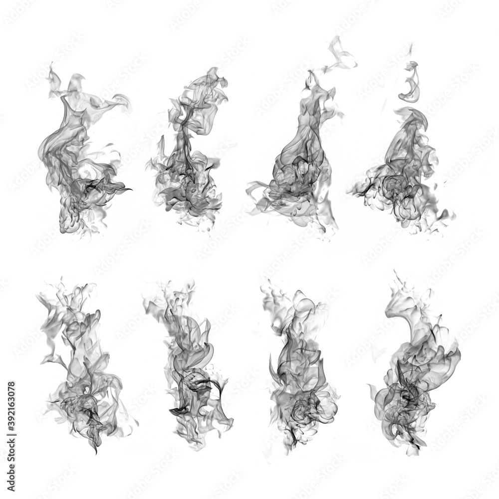Fire flames collection isolated on black background Fire flames collection isolated on black background