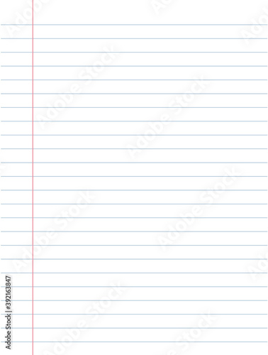 notebook paper background. a sheet of white striped paper with a left margin. school concept.