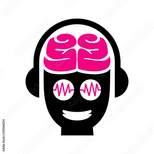 playful brain wave headphone device vector icon