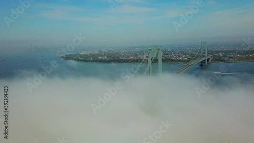 Wallpaper Mural Amazing Dolly Shot of a Fog Covered Verrazano Bridge Torontodigital.ca