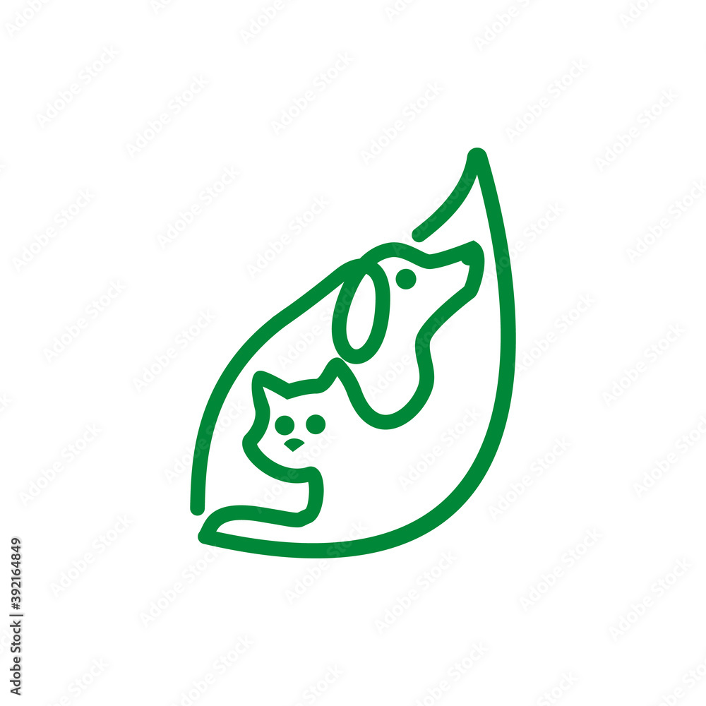 modern minimalist pet cat and dog veterinary organic vector icon modern minimalist pet cat and dog veterinary organic vector icon