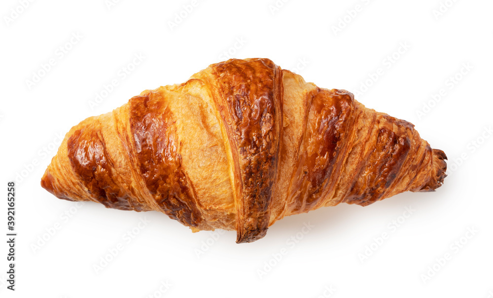 One croissant on a white background