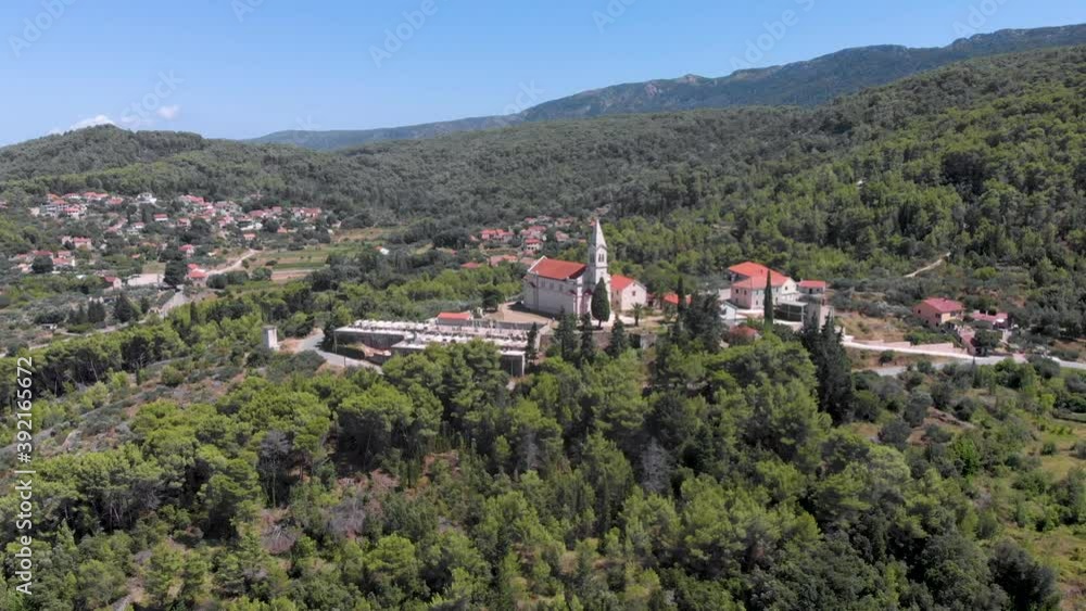 Saint Jacob European Church Building in Croatia Countryside, Aerial Saint Jacob European Church Building in Croatia Countryside, Aerial