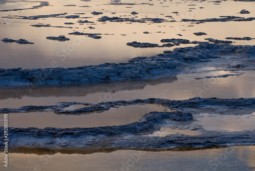 473-104 Terrace Feature in Geyser Basin at Sunset photo