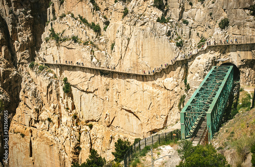 Caminito del Ray walking trail and via ferrata through the canyon. Andalusia, Spain photo