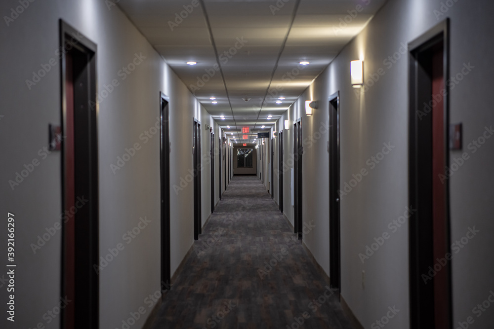 long hallway in a hotel