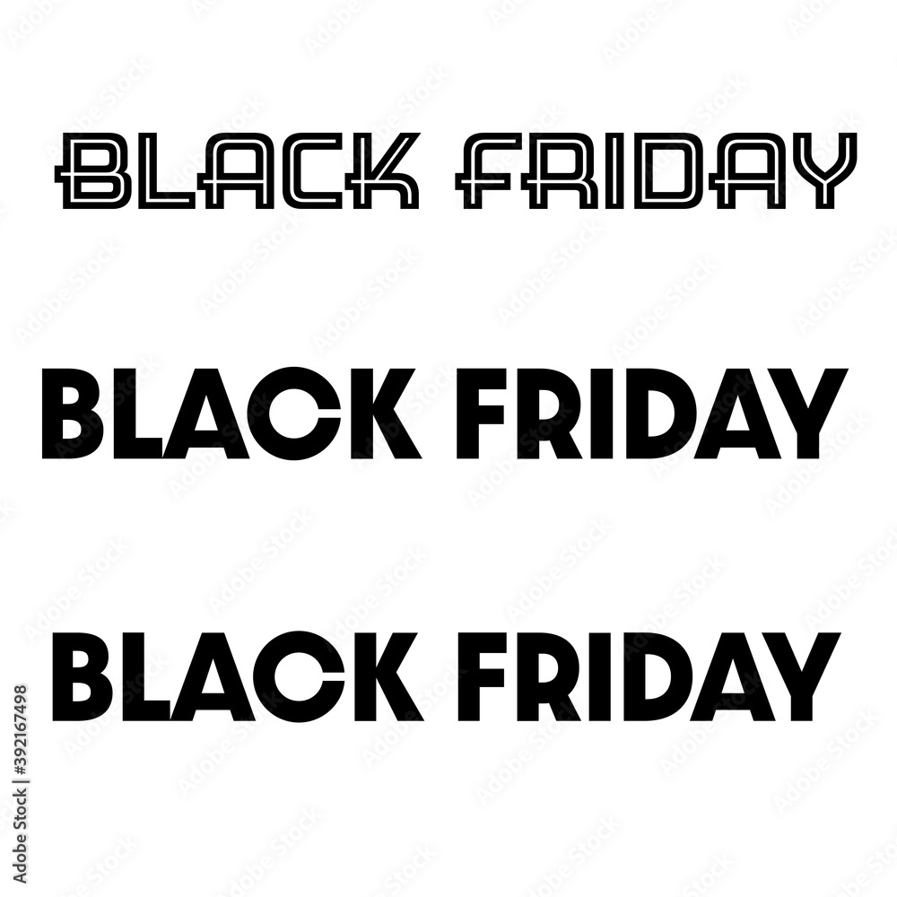 Black Friday text on black background. Text and font in white color. Black Friday sale, offer for marketing Black Friday text on black background. Text and font in white color. Black Friday sale, offer for marketing