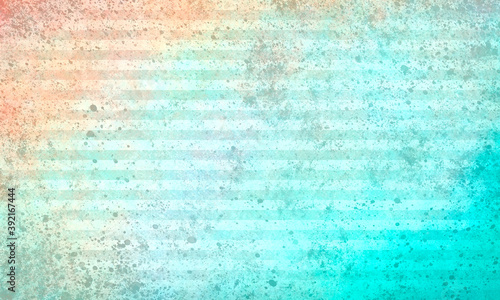 striped grunge dirty shabby splattered light turquoise-orange background with spots of paint, scuffs. simple primitive grunge striped background, with horizontal stripes