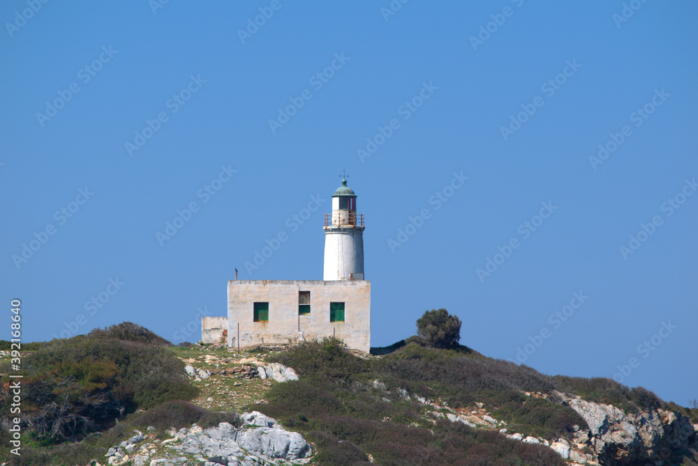 beautiful lonely lighthouse, Skiathos island, Greece