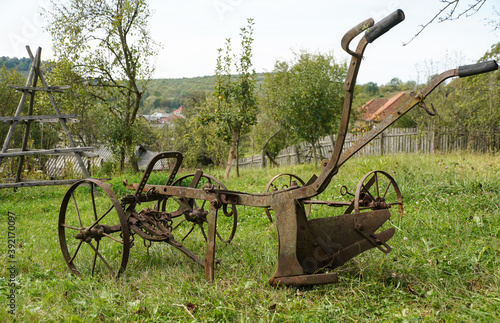 old plow used by Romanian peasants to plow