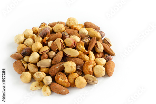Mixed nuts. Edible, raw, organic and vegan.