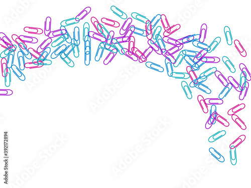 Stationary paperclips isolated on white background