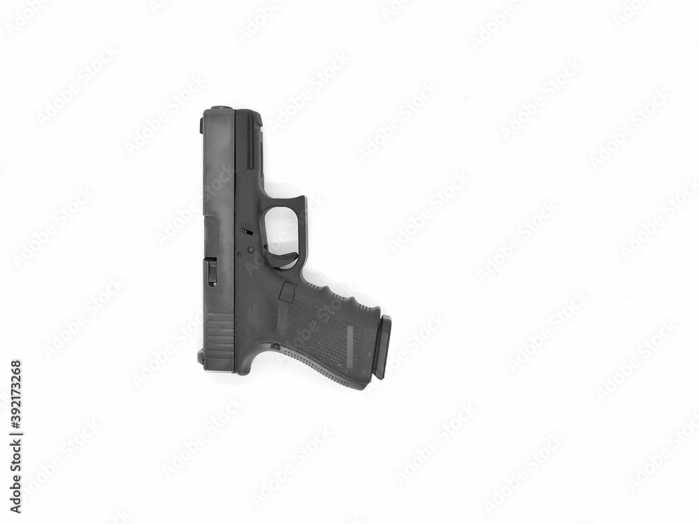 Carbine, black gun pistol isolated on white background