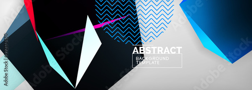 Low poly 3d geometric shapes, minimal abstract background. Vector illustrations for covers, banners, flyers and posters and other