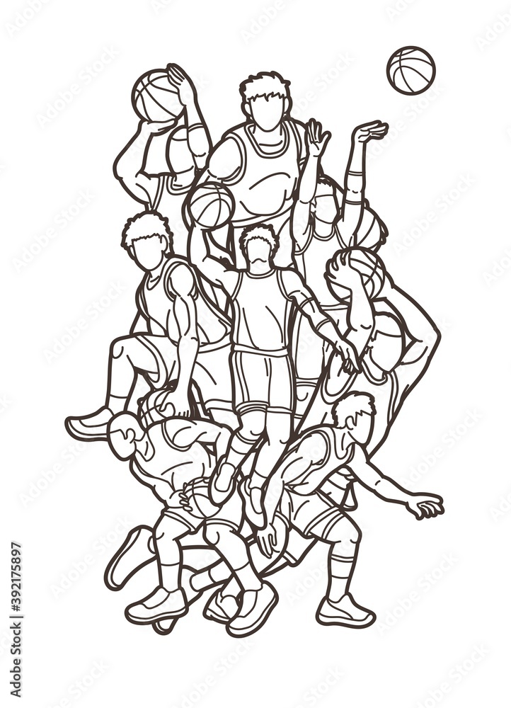 Basketball player action sport graphic vector