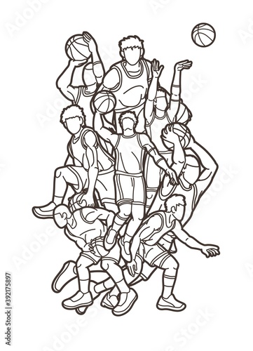 Basketball player action sport graphic vector