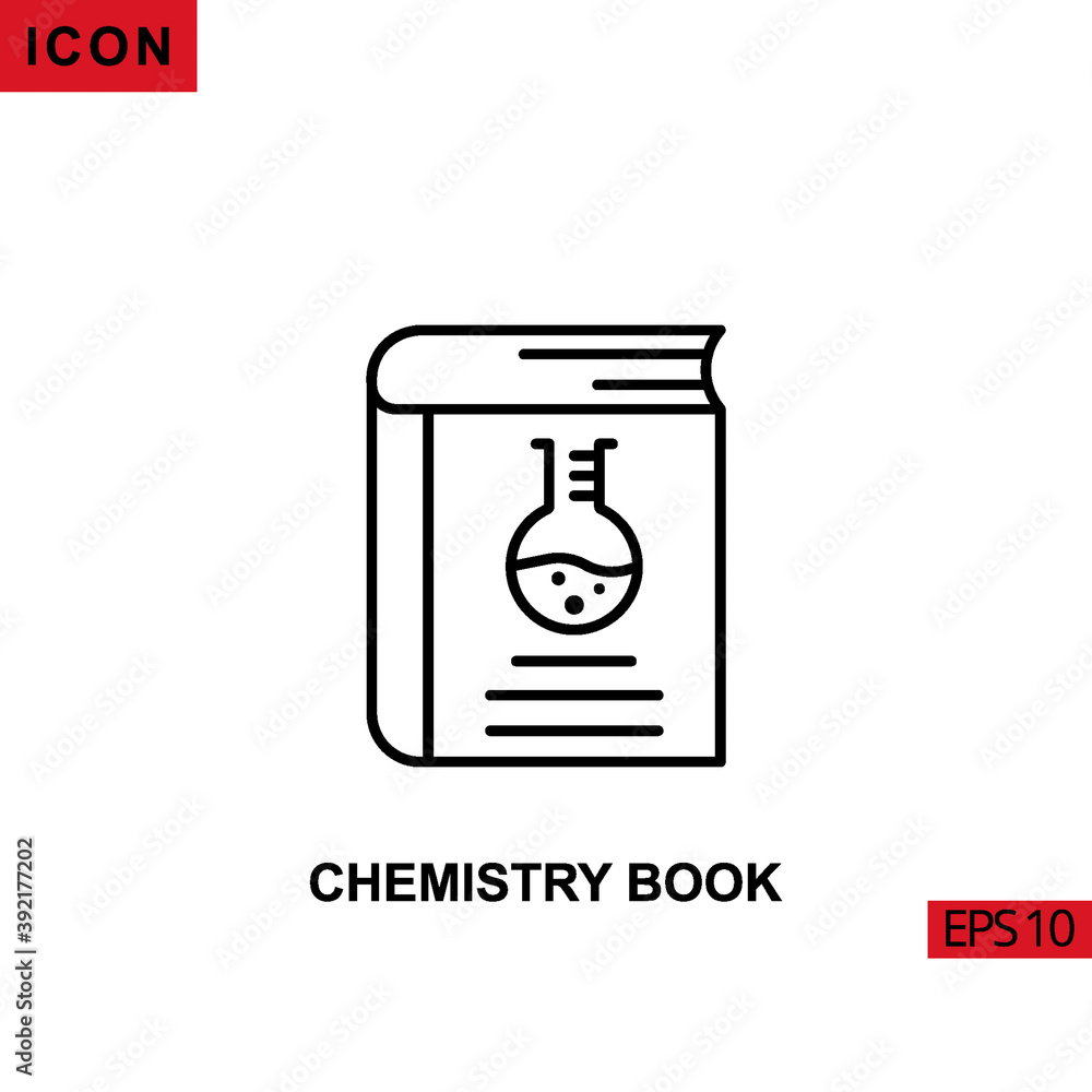 Icon chemistry book with erlenmeyer flask boiling. Outline, line or linear vector icon symbol sign collection for mobile concept and web apps design. Icon chemistry book with erlenmeyer flask boiling. Outline, line or linear vector icon symbol sign collection for mobile concept and web apps design.
