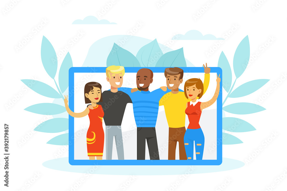 People of Various Nationalities Standing Together, Social Diversity, Independent, Equality Cartoon Vector Illustration
