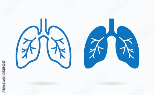 Human lungs icon on white. Logo template for asthma, pneumonia, respiratory diseases.