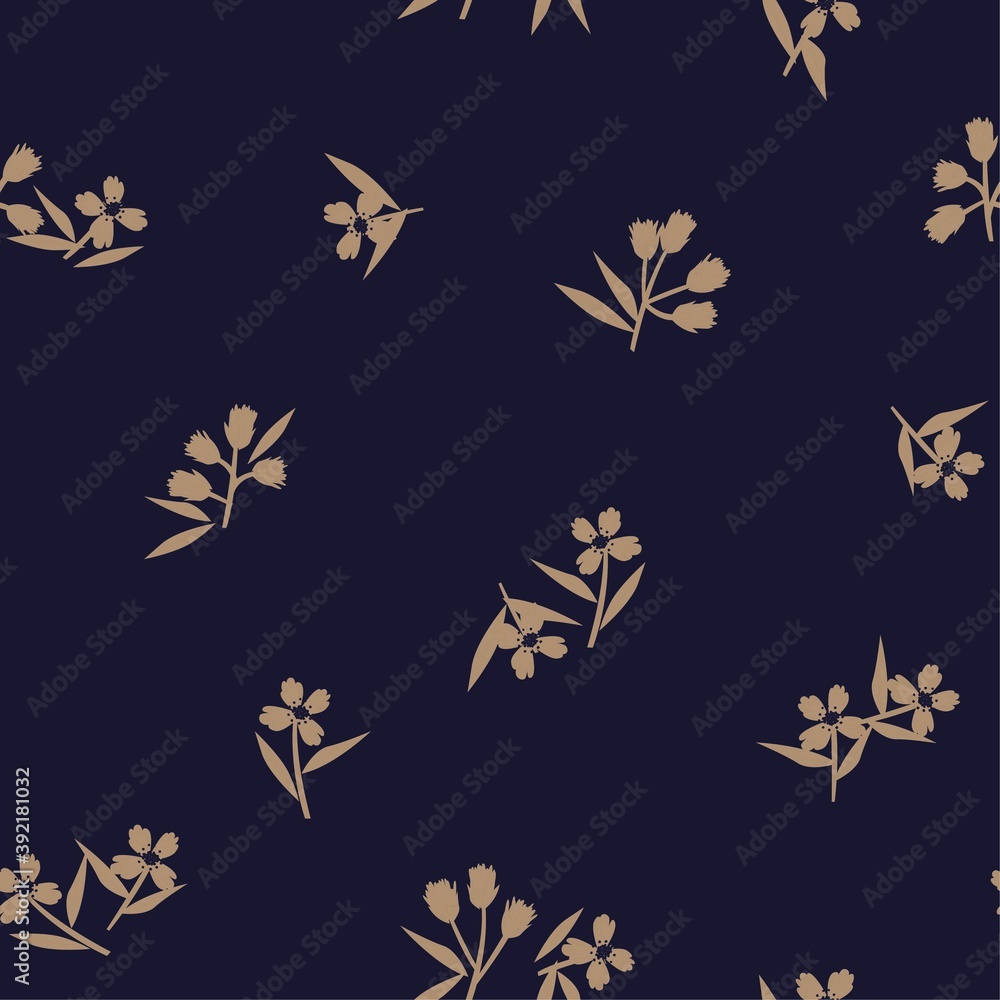 Black Botanical Floral Seamless Pattern Background