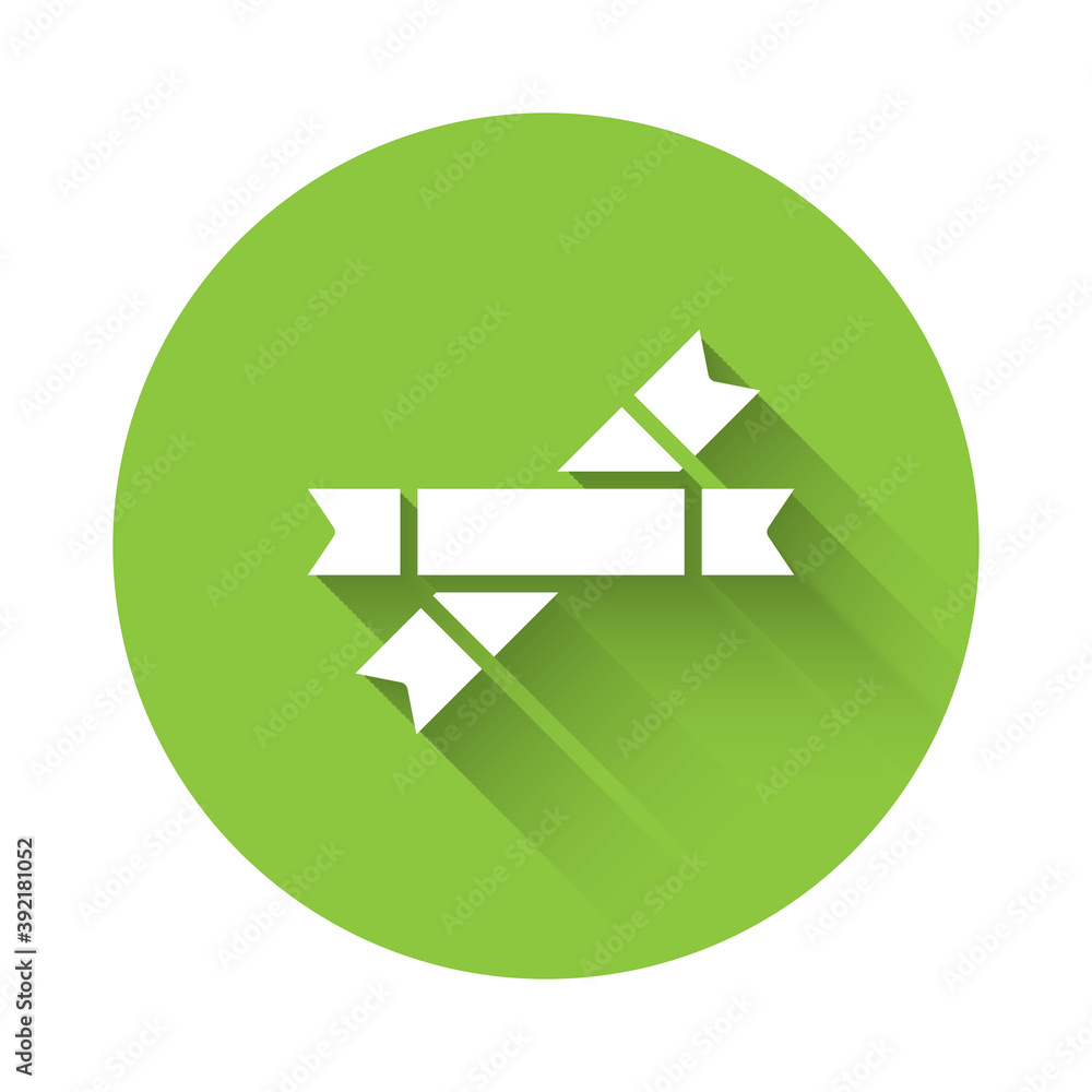 White Sugar stick packets icon isolated with long shadow. Blank individual package for bulk food products as coffee, salt, spices. Green circle button. Vector Illustration. White Sugar stick packets icon isolated with long shadow. Blank individual package for bulk food products as coffee, salt, spices. Green circle button. Vector Illustration.