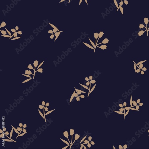 Black Botanical Floral Seamless Pattern Background