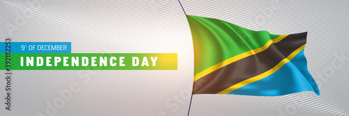 Tanzania happy independence day greeting card, banner vector illustration