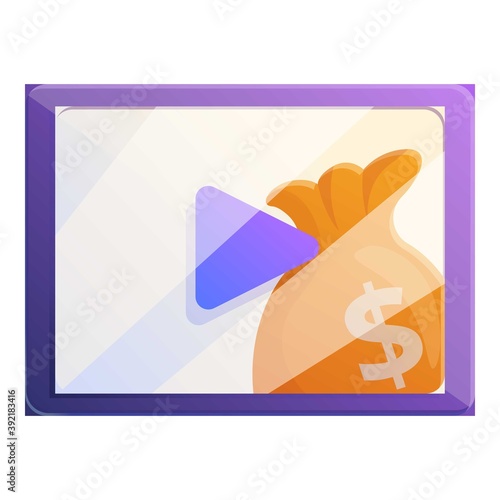 Tablet video monetization icon. Cartoon of tablet video monetization vector icon for web design isolated on white background