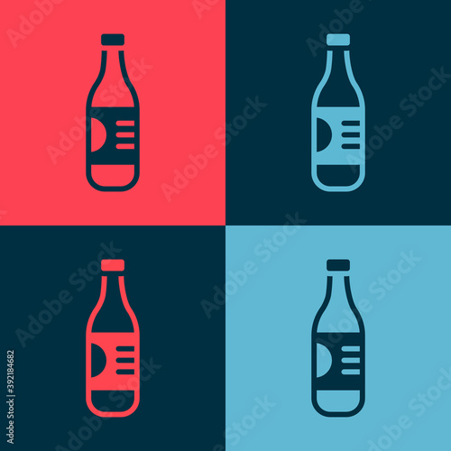 Pop art Bottle of water icon isolated on color background. Soda aqua drink sign. Vector.