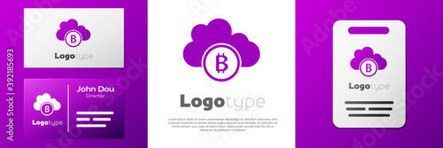 Logotype Cryptocurrency cloud mining icon isolated on white background. Blockchain technology, bitcoin, digital money market, cryptocoin wallet. Logo design template element. Vector.