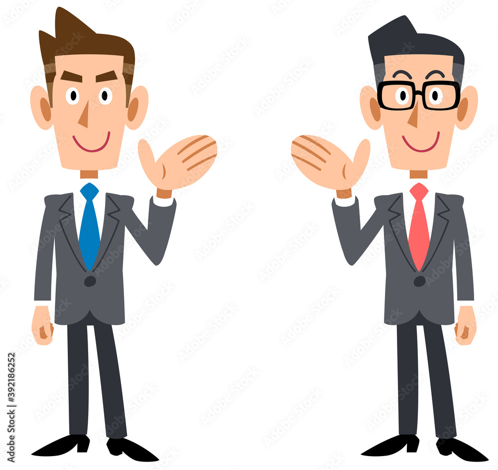 案内する2人のビジネスマン　全身

