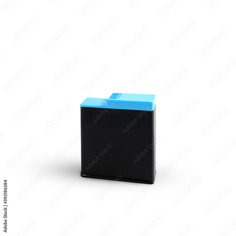 A small battery for use with the action camera isolated on white background. with clipping paths. A small battery for use with the action camera isolated on white background. with clipping paths.