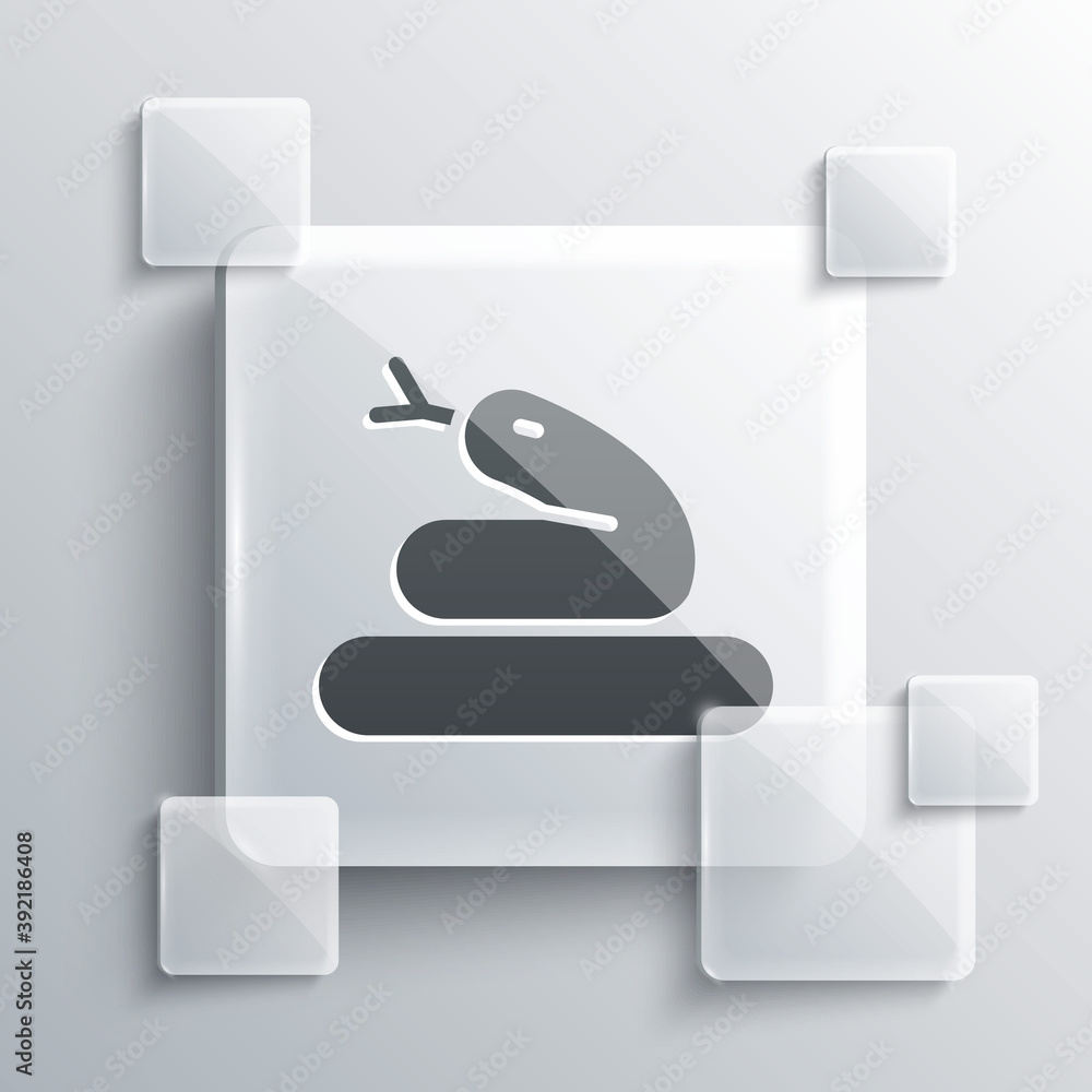 Grey Snake icon isolated on grey background. Square glass panels. Vector. Grey Snake icon isolated on grey background. Square glass panels. Vector.