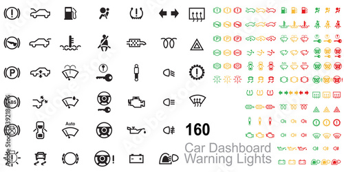 Car dashboard warning lights. Comprehensive Guide To Dashboard Warning Lights. warning lights icon vector. 