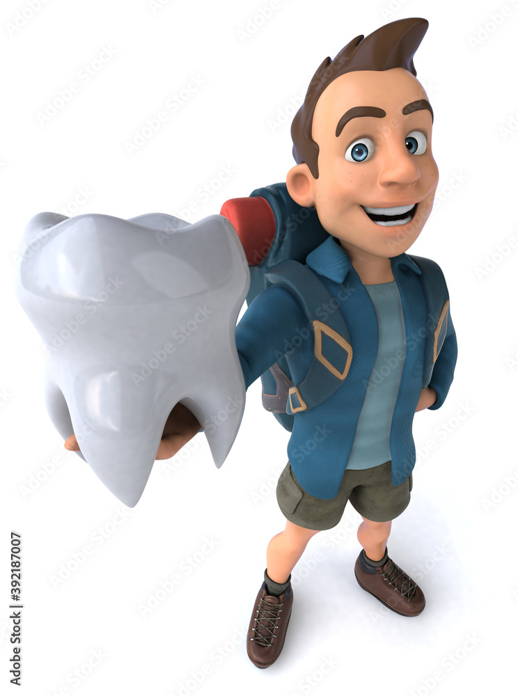 Fun illustration of a 3D cartoon backpacker Fun illustration of a 3D cartoon backpacker
